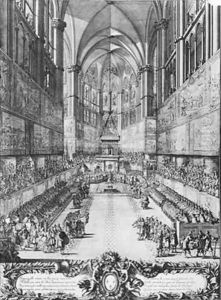 The Coronation of Louis XIV on 7th June 1654 in Reims cathedral by Antoine Le Pautre
