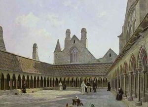 The Cloister of Mont Saint Michel by Emmanuel Lansyer