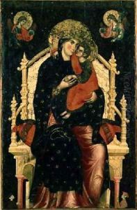 Madonna and Child Enthroned with Donors by Pietro di Giovanni Lianori
