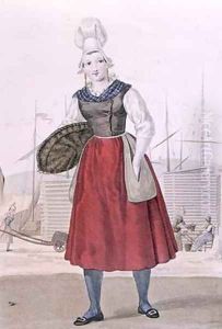 Traditional costume of a fish seller of Dieppe