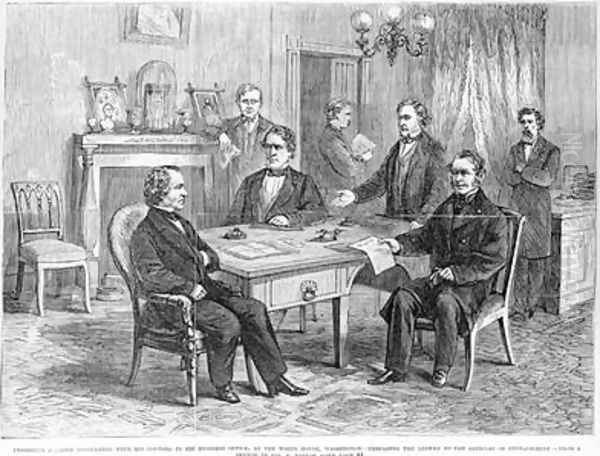 President Johnson 1808-75 consulting with his Counsel - view 1