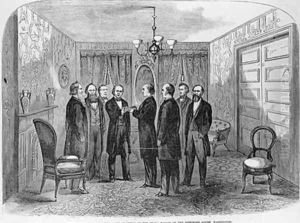 President Johnson 1808-75 taking Oath of Office by Frank Leslie