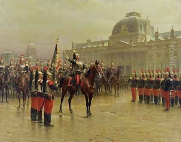 Colonel de La Rochetulon Presenting to the Recruits of the 6th Cavalry the Standard of the Regiment in January 1887 1887 - view 1