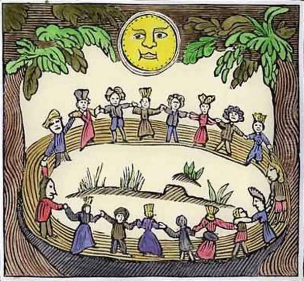 Circle of Witches dancing Beneath a Full Moon - view 1