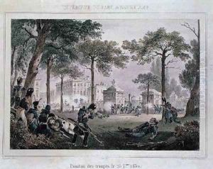 Troops in the Parc Royal Brussels by Lauters, Paulus