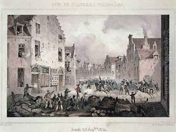 Fighting and Barricades in the Rue de Flandre Brussels - view 1