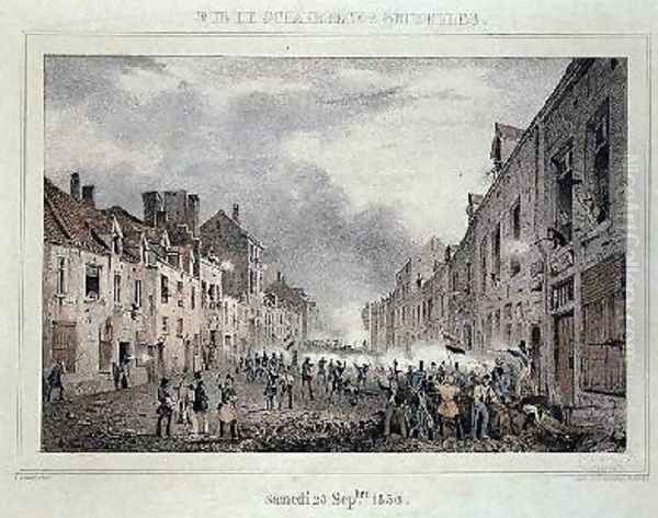 Fighting in the Rue Schaerbeck Brussels - view 1
