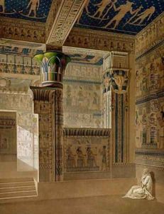 Interior view of the West Temple of the Memnonium Thebes by Le Pere
