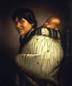 Ana Rupene and child 1880 by Gottfried Lindauer