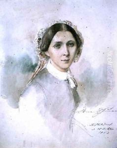 Portrait of Clara Schumann 1819-96 by Jean Joseph Bonaventure Laurens
