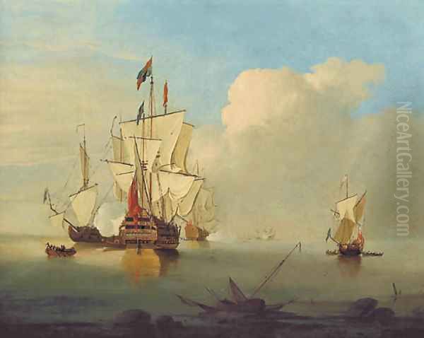 A first rate ship firing a signal gun - view 1