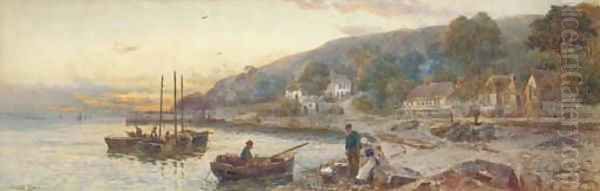 Sorting the catch at dusk, Babbacombe Bay, South Devon - view 1