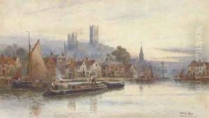 Lincoln from the River Witham by Walker Stuart Lloyd