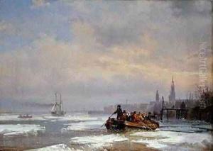 Ship in Ice 1854 by Egidius Linnig