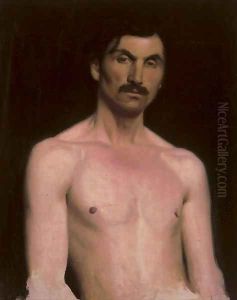Self-portrait, half-length, nude by John Henry Lorimer