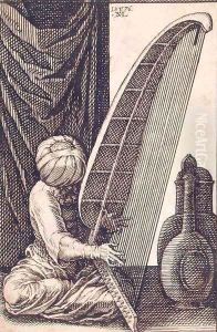 Turk Playing a Harp by Melchior Lorck