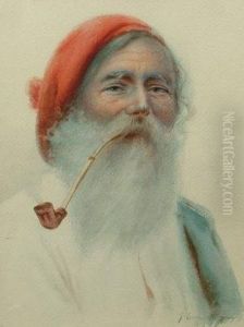 Portrait Of A Mariner, Head And
Shoulders Smoking A Pipeand Portrait Of An Elderly Lady, Head And
Shoulders by Gaetano Esposito