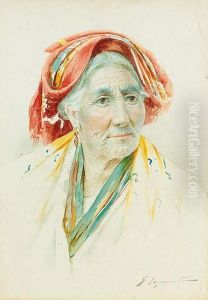 Portrat Einer Alten Italienerin. by Gaetano Esposito