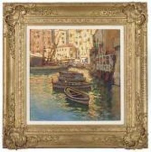 Fishing Vessels Moored At An Italian Town by Gaetano Esposito