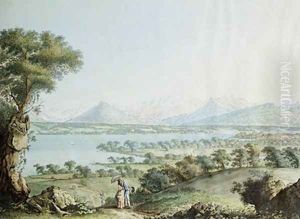 View of Mont Blanc with Geneva in the foreground by Linck, Jean Philippe II