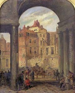 Foregate Strand Entrance to Boswell Court demolished for the site of the New Law Courts by Robert Thomas Landells