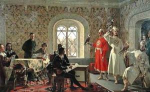 The Italian Ambassador Calvuci drawing the falcons of Tsar Alexei Mikhailovich 1629-76