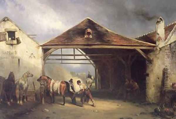 A Farrier shoeing a Horse - view 1