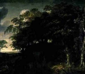 Forest Landscape with Hunters 1651 by Jan Looten