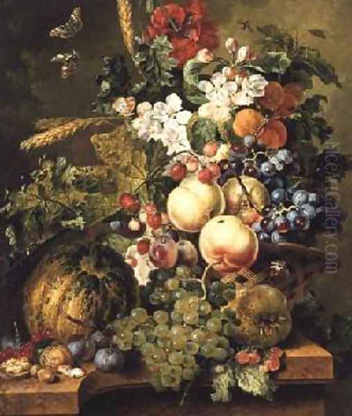 Fruit and Flowers on a Marble Ledge 1812 2 - view 1