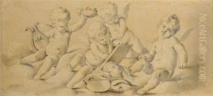 Cupids, Allegory Of Painting by William Etty