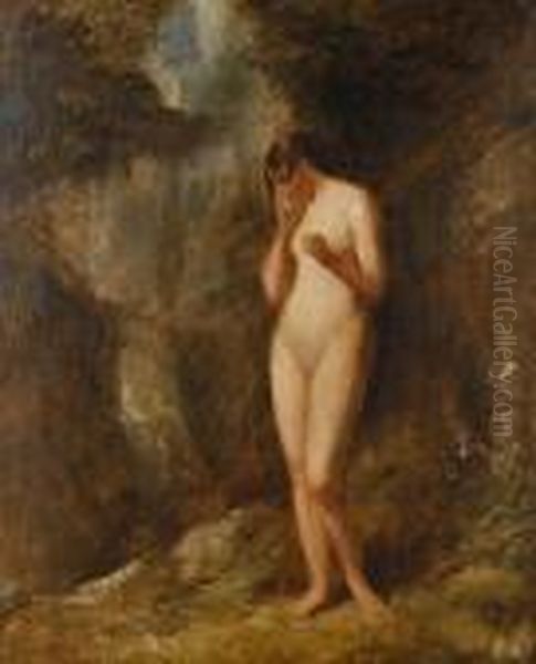 Study Of A Nude By A Waterfall - view 1