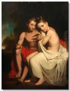 A Girl With A Dove And An Attentive Boy by William Etty