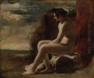 A Seated Female Nude In A Landscape by William Etty