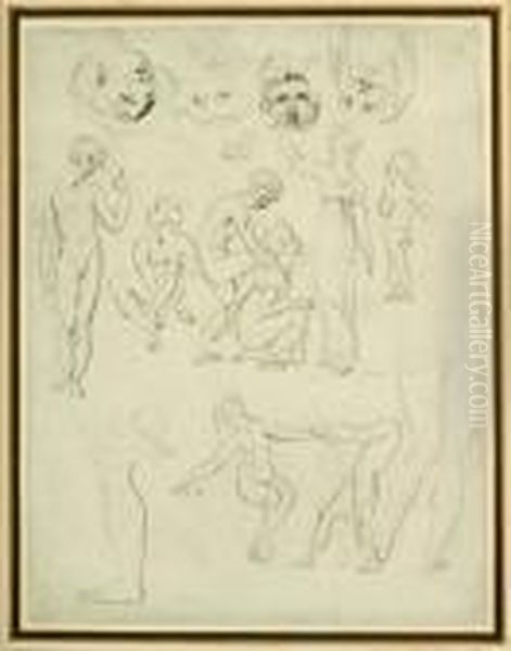 Sheet Of Figure Studies - view 1