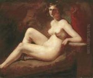Reclining Female Nude With Her Arm On A Ledge by William Etty