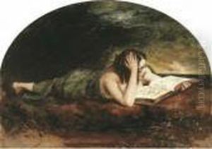 Reclining Girl Reading A Book, The Sea Beyond by William Etty