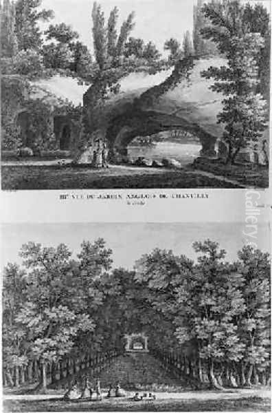 Two views of Chantilly the grotto of the English landscaped garden and the head of the Grand Canal - view 1
