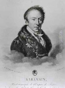 Portrait of Nikolai Mikhailovich Karamzin 1766-1826 by Constant Louis Antoine Lorichon