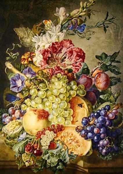 Still life with fruit and flowers - view 1