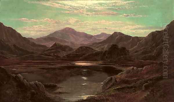 A loch landscape by moonlight - view 1