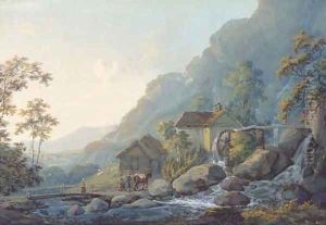 Travellers at Cynwyd Mill, Wales by John Laporte