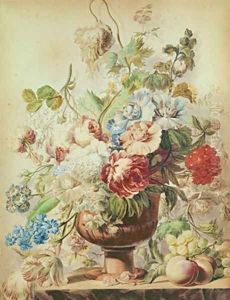 Still Life with Flowers and Fruit by Pieter van Loo