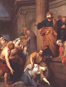 The Death of Sapphira Wife of Ananius by Sebastien II Le Clerc