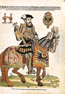 Equestrian portrait of Charles V in armour 1500-58 by Hans (the Elder) Liefrinck