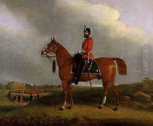 An Officer of the Bedford Light Infantry Militia mounted on a charger