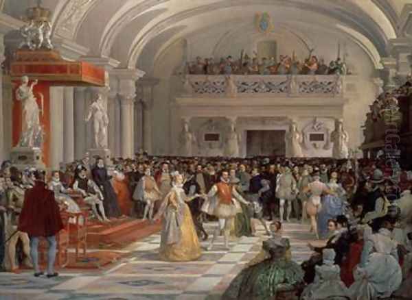 The Wedding of Henri de Bourbon King of Navarre to Marguerite de Valois in the presence of Catherine de Medici and Charles IX in 1572 - view 1
