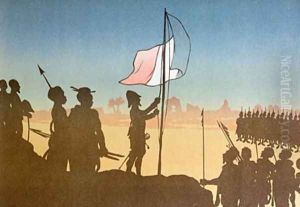 Shadow Play depicting the raising of the French Flag at Fashoda in 1898 by Leon Leroy