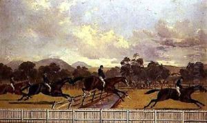 The Water Jump the Autumn Steeplechase at Ballarat Victoria Australia in 1868 by Thomas Hamilton Lyttleton