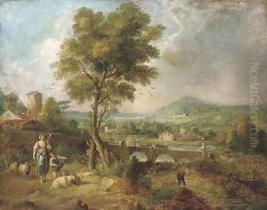Figures in an Italianate landscape by Claude Lorrain (Claude Gellee)