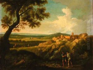 An extensive landscape with Hercules slaying the serpent